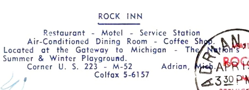 Rock Inn Motel & Restaurant - Vintage Postcard (newer photo)